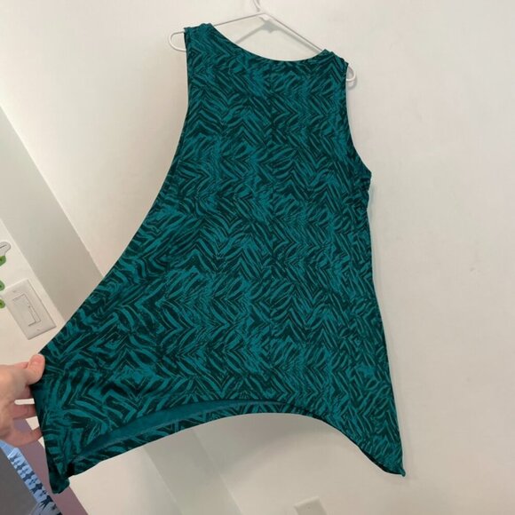 LOGO BY LORI GOLDSTEIN Printed Tank Teal Green Blue Geometric Asymmetrical Tunic - Picture 16 of 16